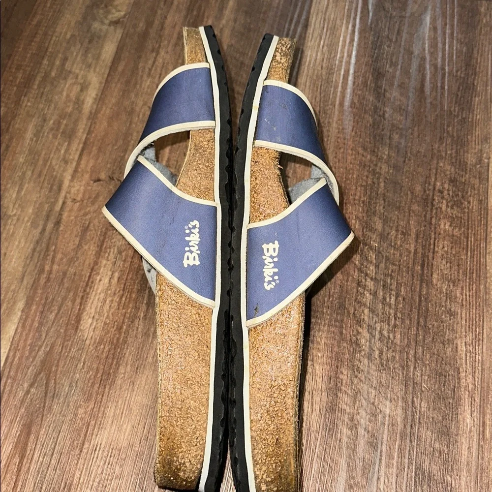 Men’s Birkis Sandals Two Toned Navy & White left size 12 and right is size‎ 11